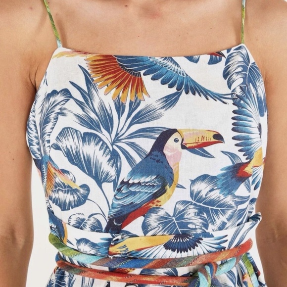 FARM RIO Flying Toucans Open Back Dress, Size M - Picture 3 of 9